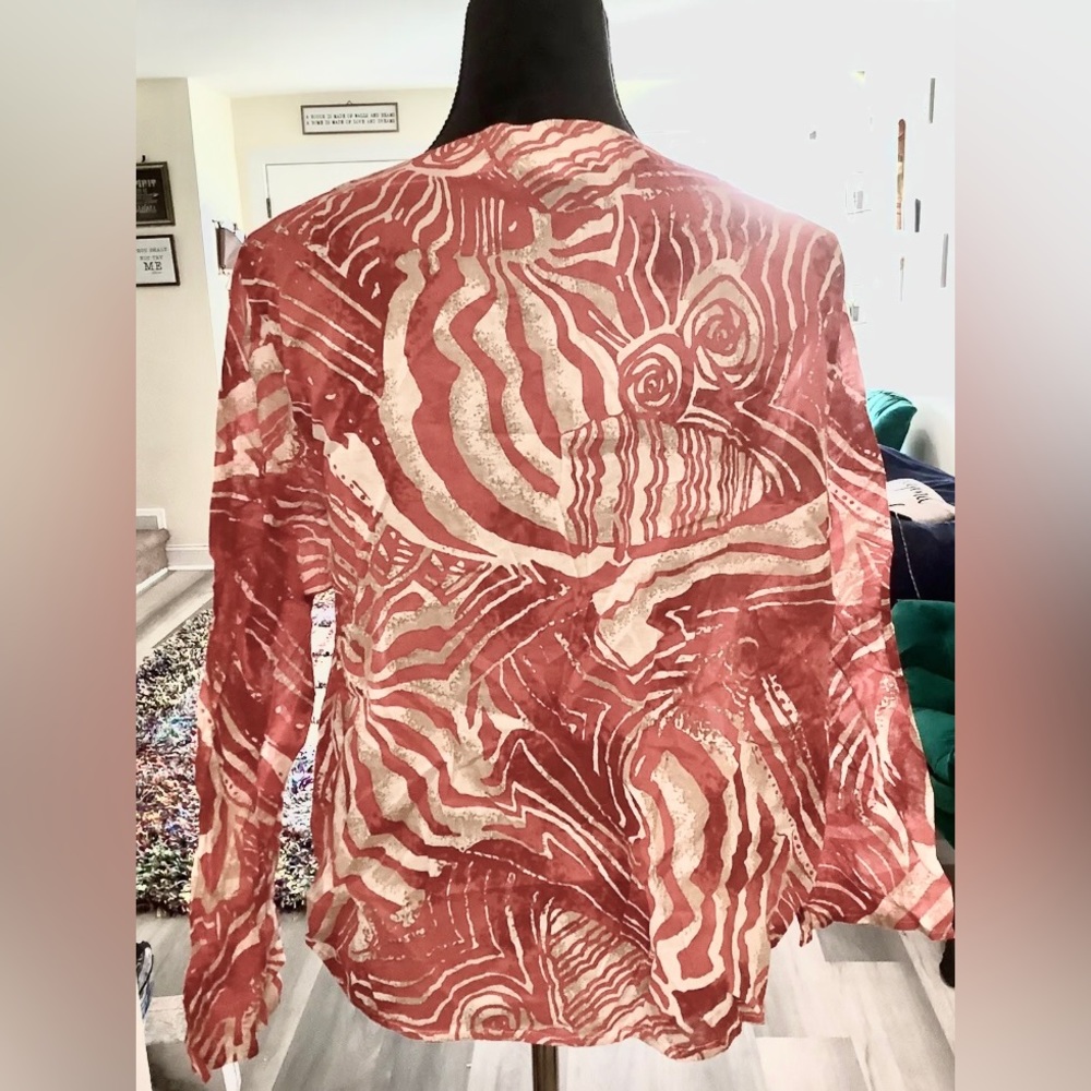 Chicos Bold Statement, Lightweight Semi Sheer Red… - image 7